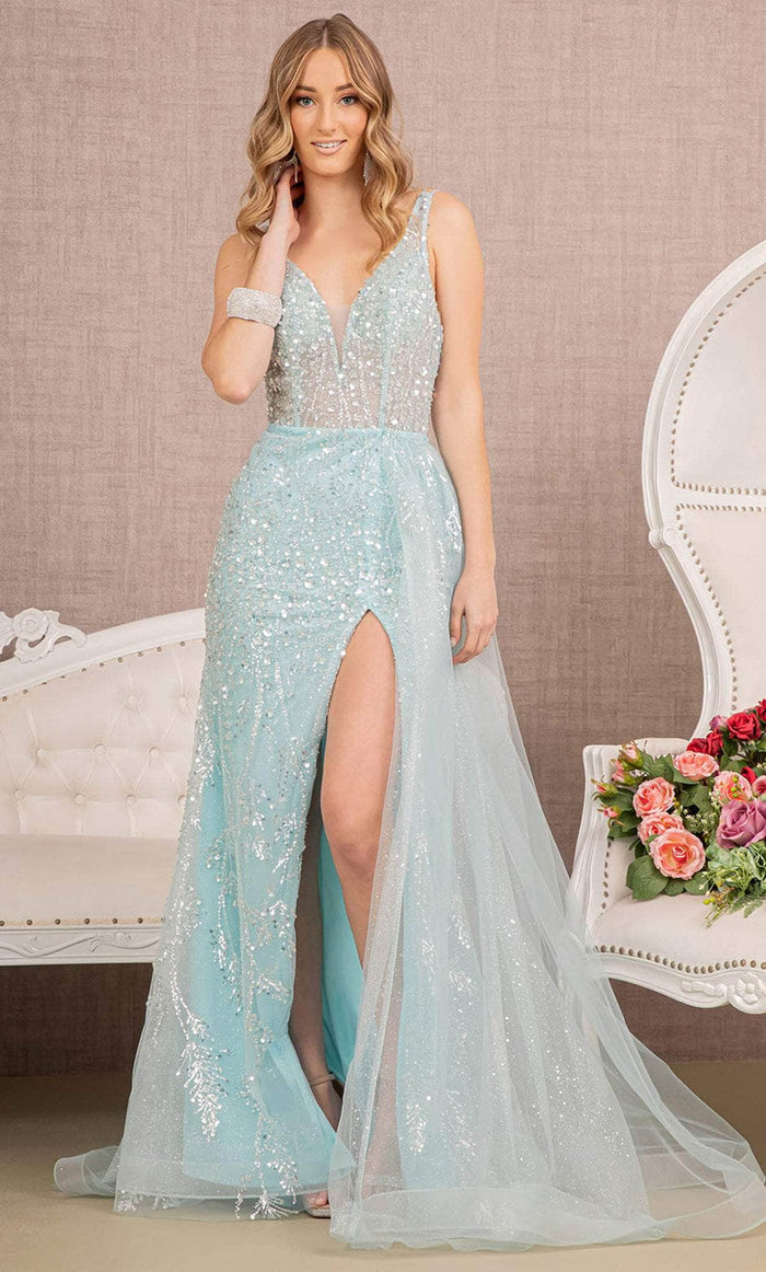 GLS by Gloria GL3119 - Sleeveless Sequin Prom Gown Special Occasion Dress XS / Baby Blue