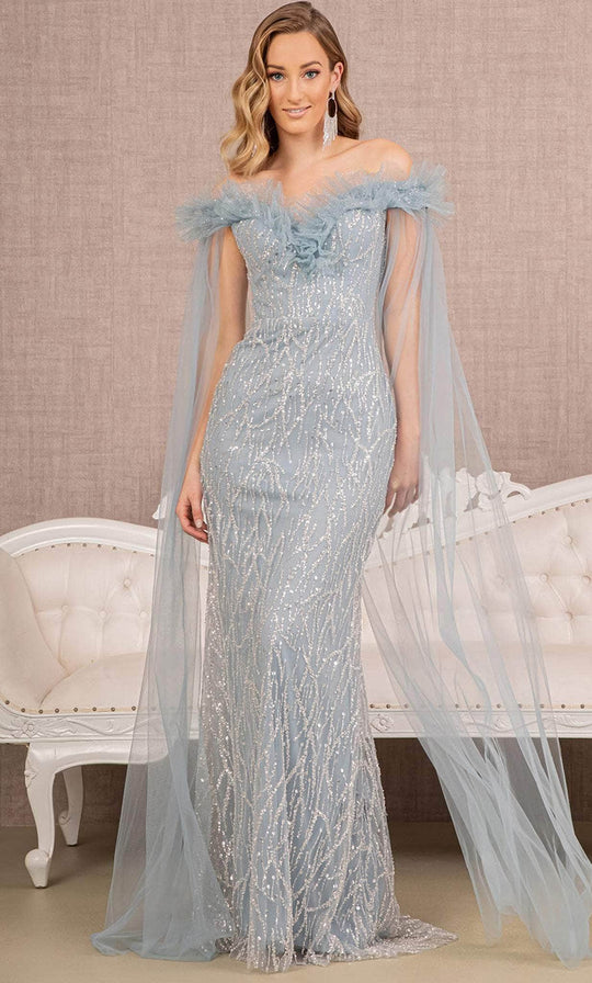 GLS by Gloria GL3120 - Off-Shoulder Caped Prom Gown