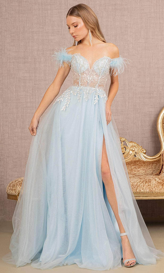 GLS by Gloria GL3135 - Feathered Off-Shoulder Ballgown