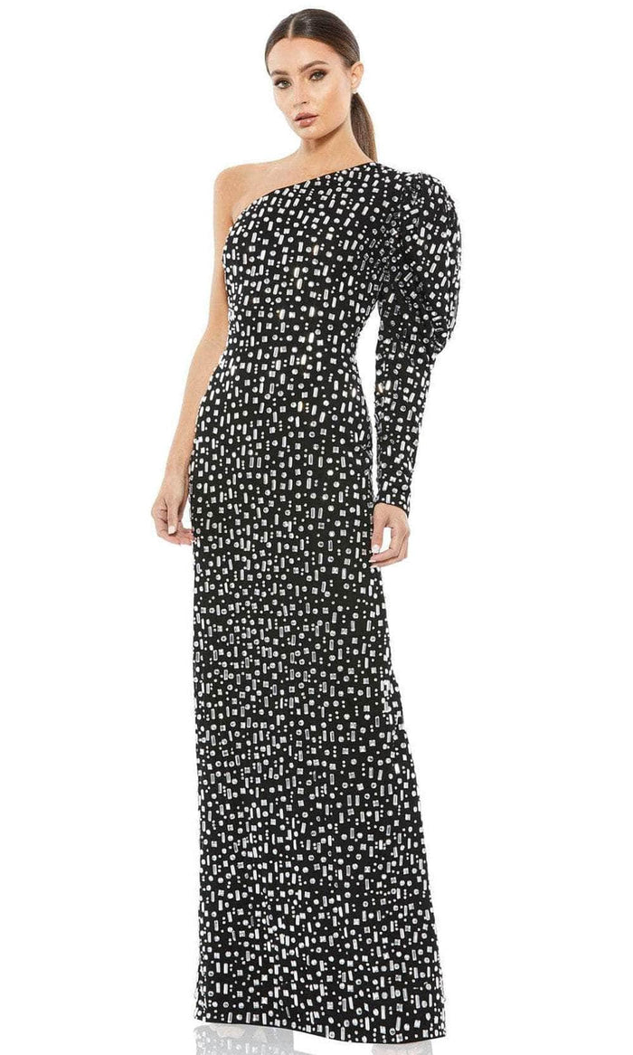 Ieena Duggal 10768 - Jewel Ornate Sheath Evening Dress Special Occasion Dress 0 / Black/Silver