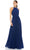 Ieena Duggal 12496 - Halter Pleated Evening Gown Prom Dresses 0 / Navy