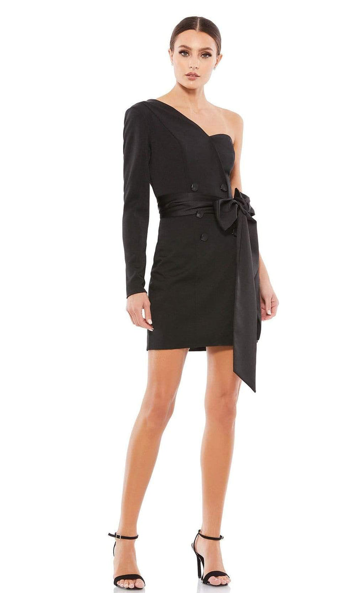 Ieena Duggal - 12509 Asymmetric Short Suit Dress Special Occasion Dress 0 / Black