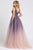 Ieena Duggal - 20221I Plunging V-Neck Pleated Ombre Gown Prom Dresses