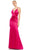 Ieena Duggal - 26264I Romantic Plunging Neck Sleeveless Sheath Gown Evening Dresses 0 / Fuchsia