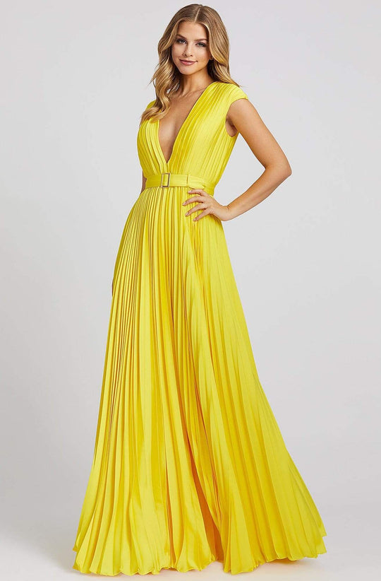 Ieena Duggal - 26285I Deep V Neck Pleated Flowy Junior Prom Gown