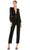 Ieena Duggal - 2647 V Neckline Long Sleeve Jumpsuit Prom Dresses 0 / Black