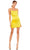 Ieena Duggal - 26482 Square Neck Form-Fitting Satin Mini Dress Cocktail Dresses 0 / Lemon