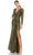 Ieena Duggal - 26490I Long Sleeve Sequin Ornate Dress Evening Dresses 0 / Olive