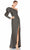 Ieena Duggal - 26515 Puff Long Sleeve Polkadot Dress Evening Dresses 0 / Black/White