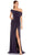 Ieena Duggal - 26517 Off-Shoulder Neckline High Slit Gown Evening Dresses 0 / Charcoal