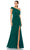 Ieena Duggal - 26517 Asymmetric Off-Shoulder Neckline High Slit Gown Evening Dresses 0 / Emerald Green