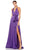 Ieena Duggal - 26531 Halter V-Neckline High Leg Slit A-Line Gown Evening Dresses 0 / Purple