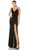 Ieena Duggal - 26532 Sleeveless V-Neck Pearl Beaded Strap Sheath Gown Special Occasion Dress 0 / Black