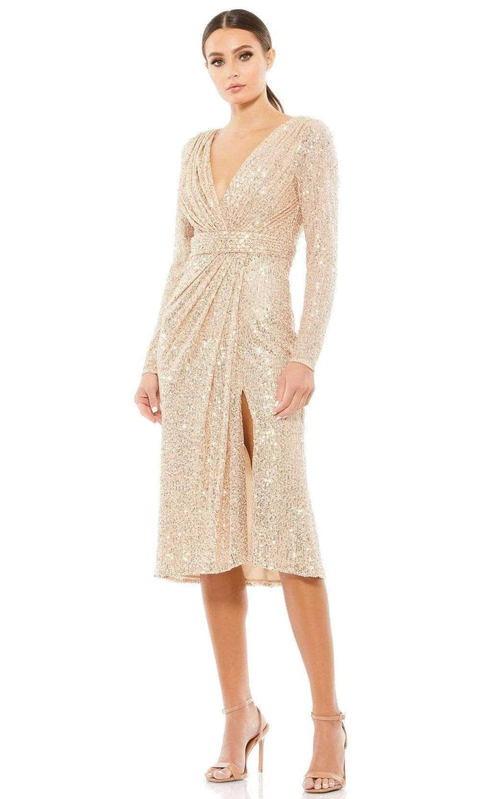Ieena Duggal - 26555I Long Sleeve Sequin Dress Cocktail Dresses 0 / Rose Gold