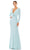 Ieena Duggal - 26573 Long Sleeve V-Neck Sheath Gown Special Occasion Dress 0 / Powder Blue