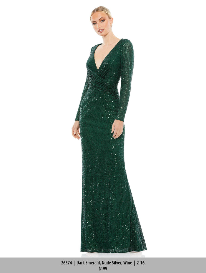 Ieena Duggal 26574 - Long Sleeved Sequined Formal Dress Special Occasion Dress