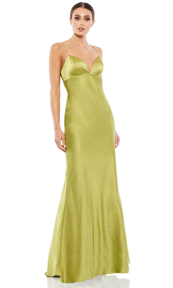 Ieena Duggal 26579 - Sleeveless Charmeuse Prom Gown Prom Dresses 0 / Chartreuse