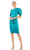 Ieena Duggal - 26636 Puffed Sleeves Sheath Dress Cocktail Dresses 0 / Ocean Blue