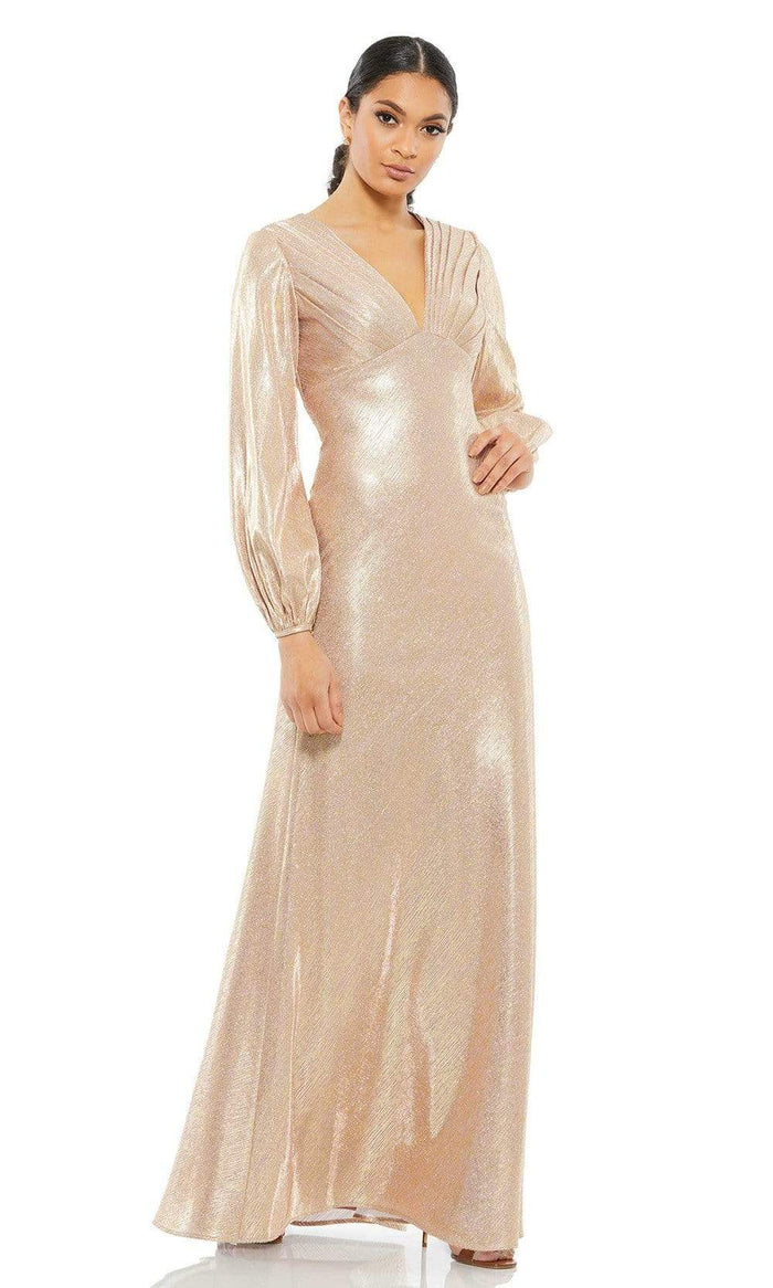 Ieena Duggal - 26650 Pleated Empire Glittered Gown Mother of the Bride Dresses 0 / Gold