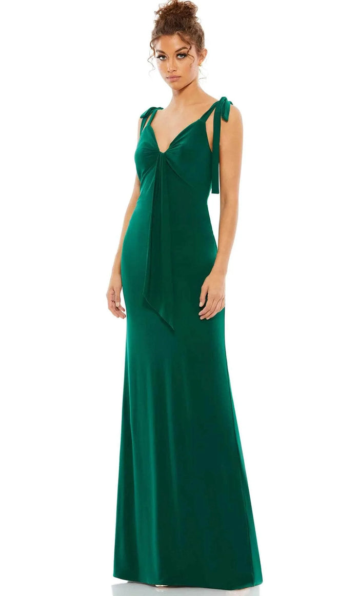 Ieena Duggal 26696 - Bow Shoulder Sleeveless Prom Dress Evening Dresses 0 / Emerald