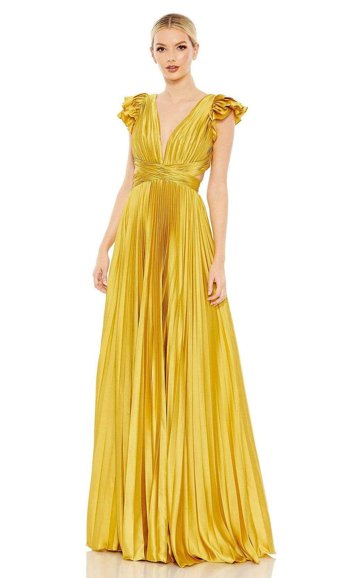 Ieena Duggal - 26729 Flutter Sleeve A-Line Gown Special Occasion Dress 0 / Chartruese