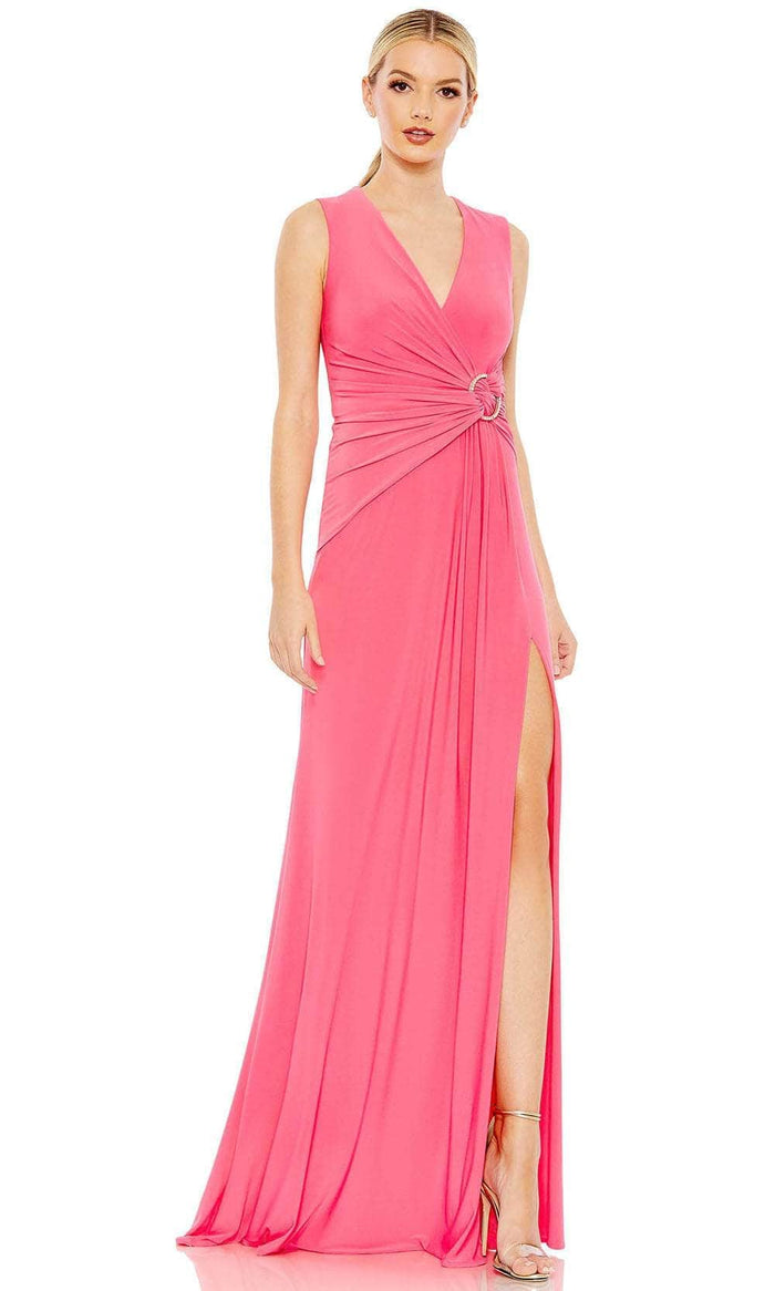 Ieena Duggal 26890 - V-Neck Evening Dress Evening Dresses 0 / Hot Pink