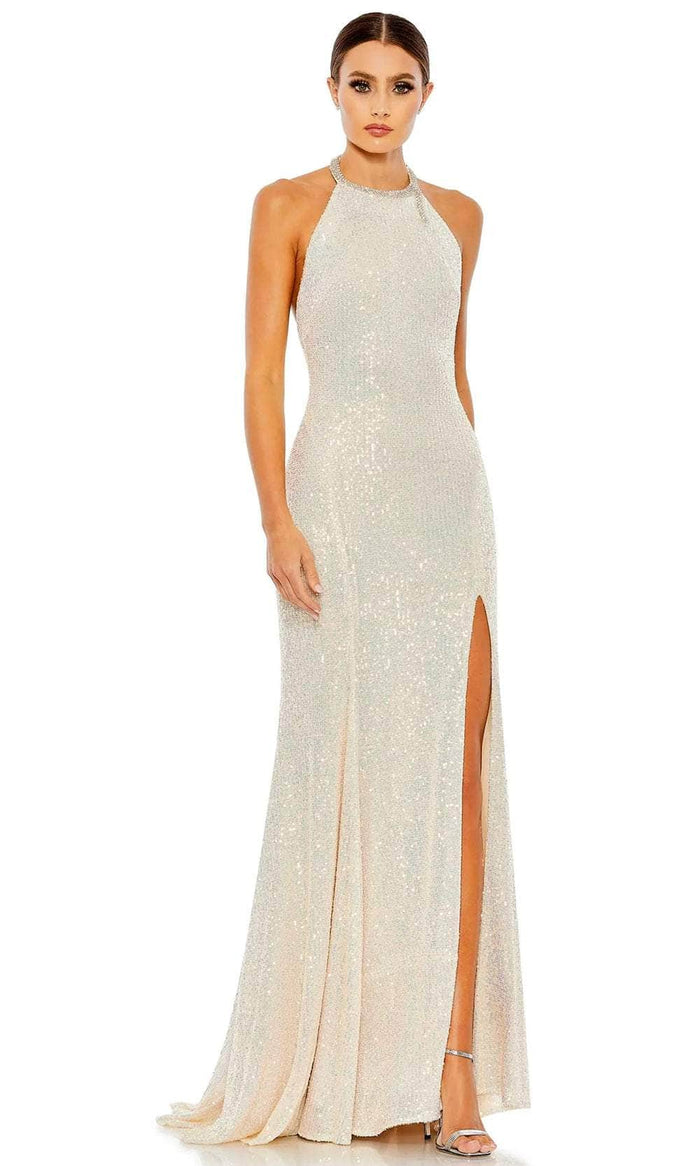 Ieena Duggal 26943 - Sequined High Neck Bridal Gown Bridal Gown 0 / Iridescent