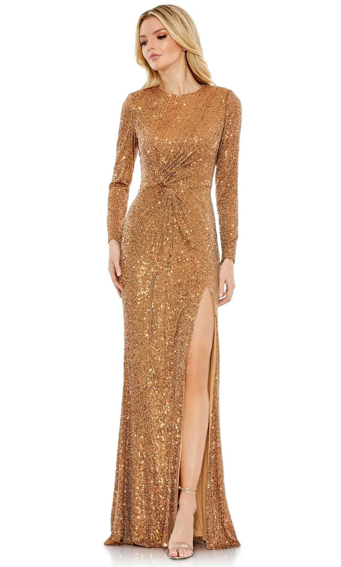 Ieena Duggal 42013 - Sequin Long Sleeve Evening Gown Mother of the Bride Dresses 2 / Antique Gold