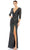 Ieena Duggal 42015 - Quarter Sleeve Sequin Evening Dress Special Occasion Dress 0 / Graphite