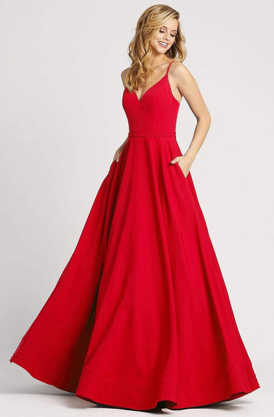 Ieena Duggal - 48855I V-Neck Sleeveless Modest Prom A-Line Dress