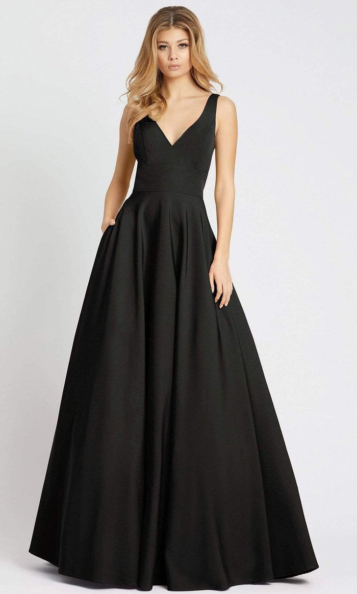 Ieena Duggal - 48924 Sleeveless V-Neck A-Line Gown Evening Dresses 0 / Black