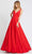 Ieena Duggal - 48924 Sleeveless V-Neck A-Line Gown Evening Dresses 0 / RED
