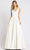 Ieena Duggal - 48924 Sleeveless V-Neck A-Line Gown Evening Dresses 0 / White