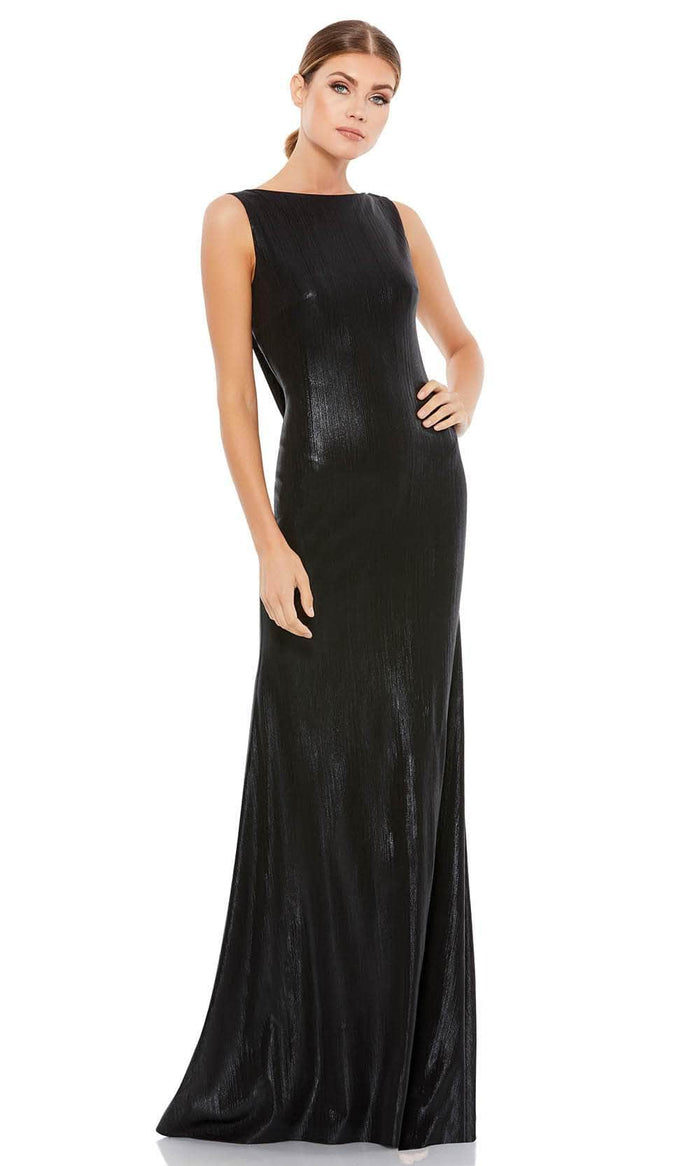 Ieena Duggal 49087 - Metallic Cowl Back Evening Dress Special Occasion Dress 0 / Black