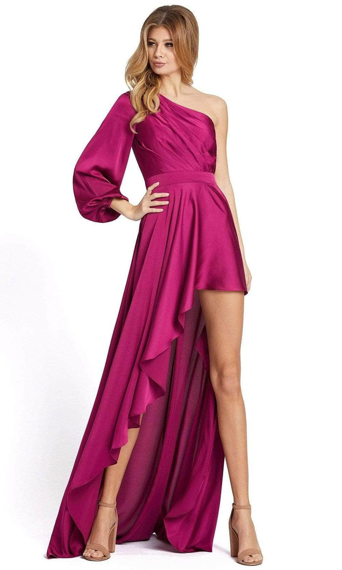 Ieena Duggal - 49141 Bishop Sleeve Long Dress Prom Dresses 0 / Berry