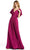 Ieena Duggal - 49184 V Neck Pleated A-Line Dress Special Occasion Dress 0 / Raspberry