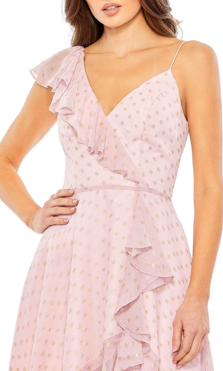 Tiered Square Neck Ruffled A-Line Bridesmaid Dress in Olive main image 1