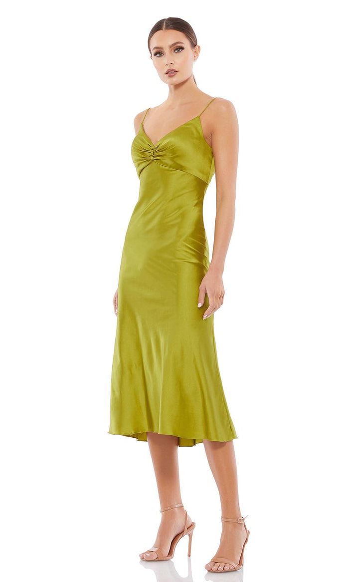 Ieena Duggal - 49509 Midi Plain Sleeveless Dress Cocktail Dresses 0 / Apple Green