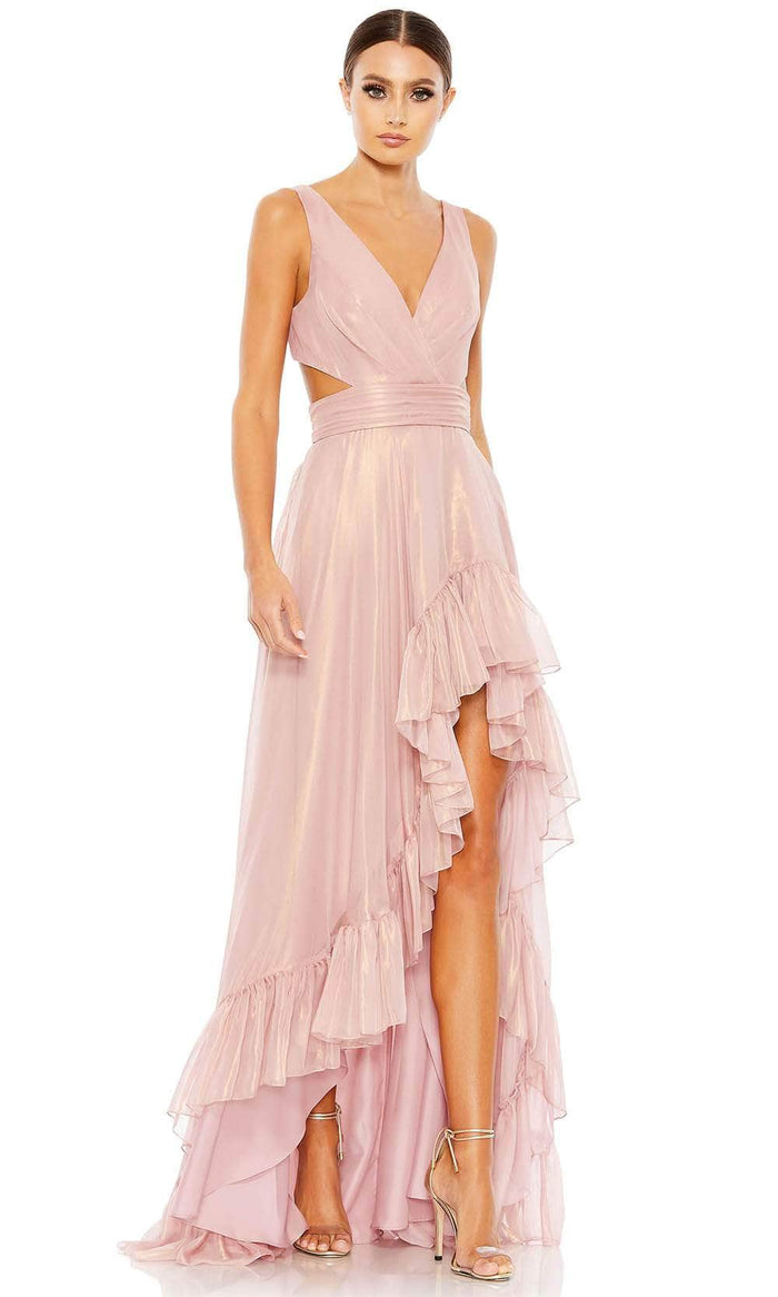 Ieena Duggal 49526 - Ruffled Sleeveless Formal Dress Special Occasion Dress 0 / Rose/Gold