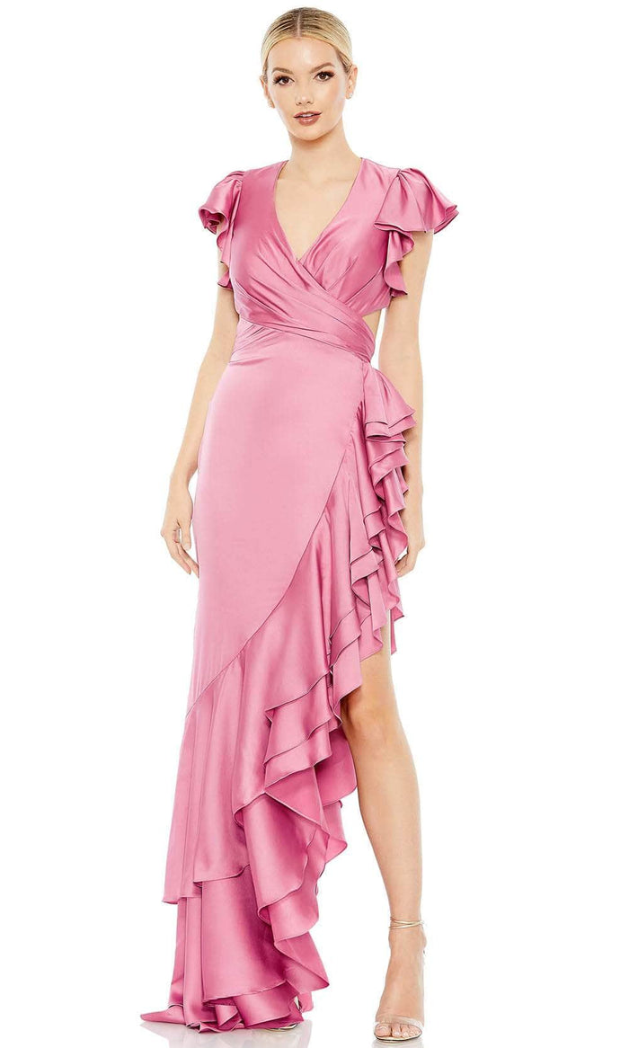 Ieena Duggal 49529 - High-Low Ruffled Side Formal Gown Special Occasion Dress 0 / Raspberry