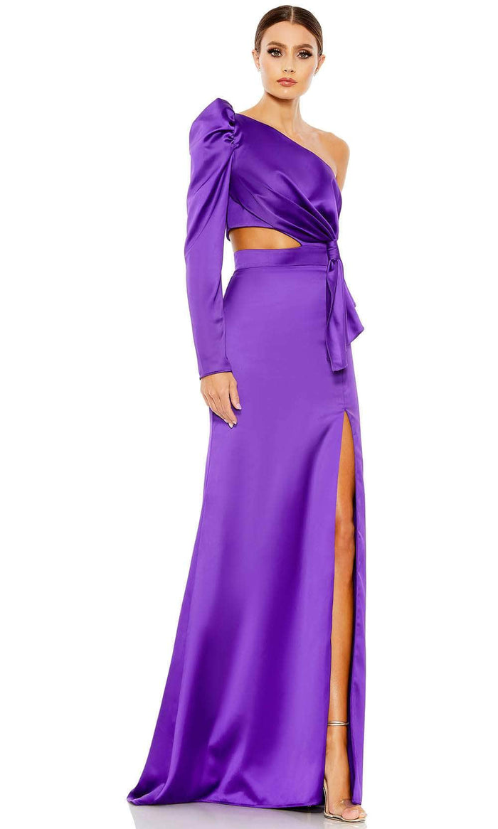 Ieena Duggal 49570 - One Puff Sleeve Long Dress Special Occasion Dress 0 / Purple