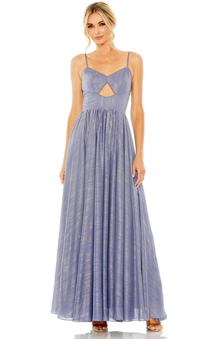 Ieena Duggal 49738 - Sleeveless Pleated A-Line Long Dress Special Occasion Dress 2 / Slate Blue