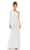 Ieena Duggal - 55401I Blouson Sleeve One Shoulder Satin Gown Evening Dresses 0 / White