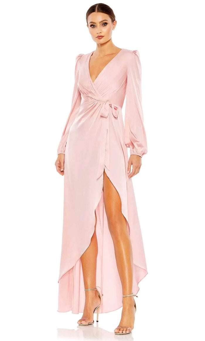 Ieena Duggal 55624 - Bow-Tied Waist Formal Dress Evening Dresses 0 / Rose Pink