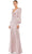Ieena Duggal 55635 - Deep V-neck Long Dress Special Occasion Dress 0 / Rose Pink