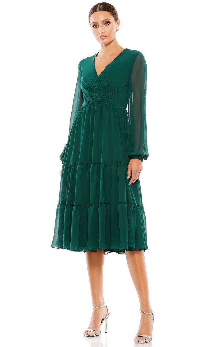 Ieena Duggal 55637 - Bishop Sleeve Chiffon Dress | Couture Candy