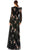 Ieena Duggal 55661 - V-Neck Tie Belt Floral Evening Gown Special Occasion Dress