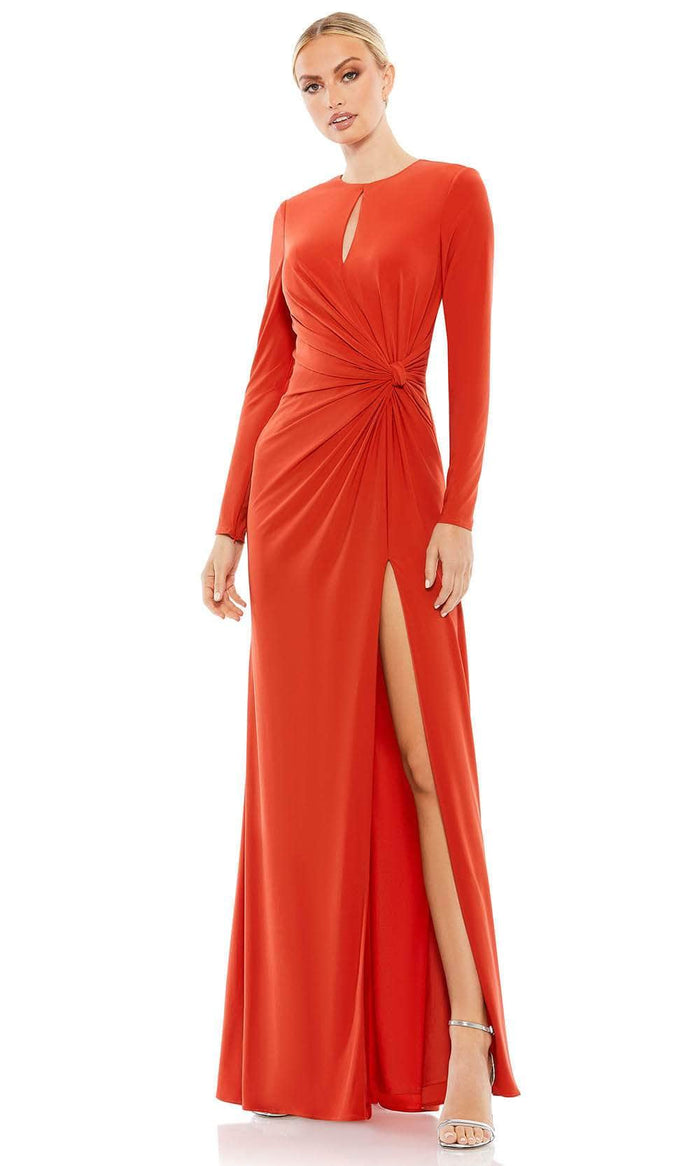Ieena Duggal 55708 - Keyhole Neckline Long Sleeved Dress Special Occasion Dress 2 / Brick Red