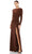 Ieena Duggal 55708 - Keyhole Neckline Long Sleeved Dress Special Occasion Dress 2 / Chocolate