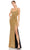 Ieena Duggal - 67717 Sequined Plunging V Neck Sheath Dress Evening Dresses 0 / Antique Gold